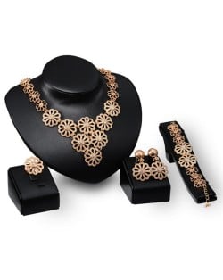 Shining Golden Chrysanthemums 4pcs Fashion Jewelry Set