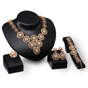 Shining Golden Chrysanthemums 4pcs Fashion Jewelry Set
