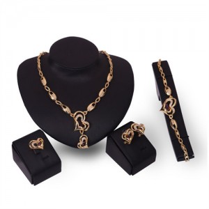 Abstract Tiny Flowers Cluster Design Wedding Party 4pcs Fashion Jewelry Set