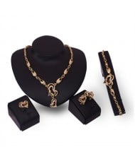 Abstract Tiny Flowers Cluster Design Wedding Party 4pcs Fashion Jewelry Set