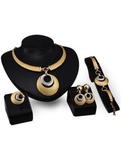 Coarse Tribe Texture High Fashion 4pcs Golden Jewelry Set