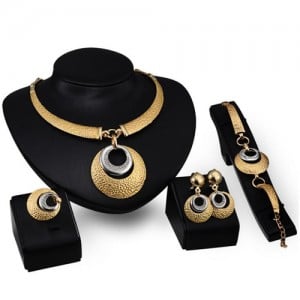Coarse Tribe Texture High Fashion 4pcs Golden Jewelry Set