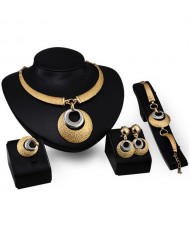 Coarse Tribe Texture High Fashion 4pcs Golden Jewelry Set
