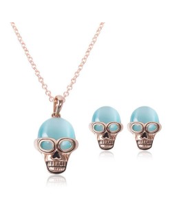 Opal Skull Fashion 2pcs Rose Gold Fashion Jewelry Set