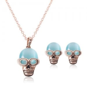 Opal Skull Fashion 2pcs Rose Gold Fashion Jewelry Set
