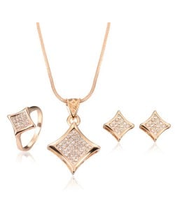 Glistening Star Design 3pcs Rose Gold Fashion Jewelry Set
