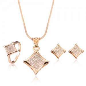 Glistening Star Design 3pcs Rose Gold Fashion Jewelry Set