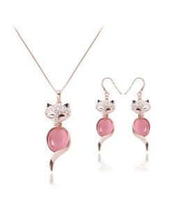 Cute Fox Design 2pcs Rose Gold Fashion Jewelry Set