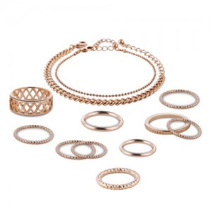 Unique Style Rings and Bracelets Combo 12pcs High Fashion Jewelry Set
