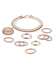 Unique Style Rings and Bracelets Combo 12pcs High Fashion Jewelry Set