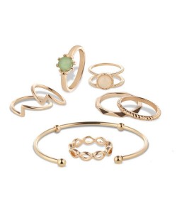 Bracelet and Rings Combo 8pcs High Fashion Jewelry Set