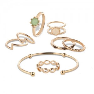 Bracelet and Rings Combo 8pcs High Fashion Jewelry Set