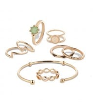 Bracelet and Rings Combo 8pcs High Fashion Jewelry Set