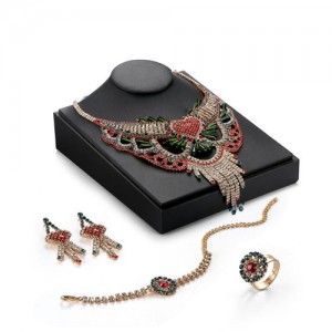 Luxurious Hollow Heart and Floral Pattern Design 4pcs Wedding Fashion Rhinestone Jewelry Set