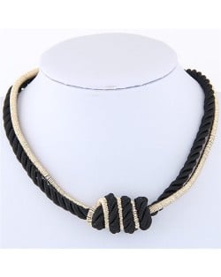 Weaving Rope and Alloy Combo Design Fashion Necklace - Black