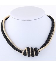 Weaving Rope and Alloy Combo Design Fashion Necklace - Black
