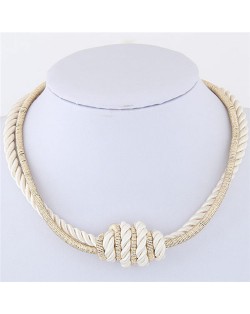 Weaving Rope and Alloy Combo Design Fashion Necklace - White