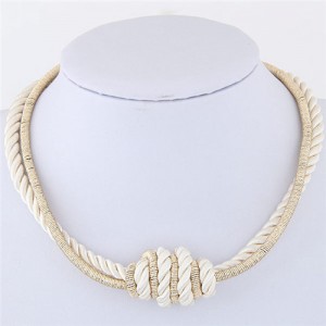 Weaving Rope and Alloy Combo Design Fashion Necklace - White