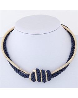 Weaving Rope and Alloy Combo Design Fashion Necklace - Royal Blue