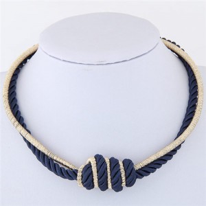 Weaving Rope and Alloy Combo Design Fashion Necklace - Royal Blue