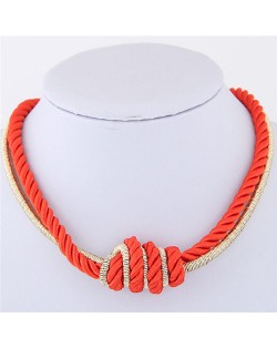Weaving Rope and Alloy Combo Design Fashion Necklace - Red
