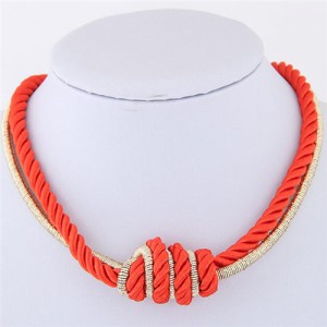 Weaving Rope and Alloy Combo Design Fashion Necklace - Red