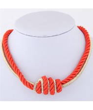 Weaving Rope and Alloy Combo Design Fashion Necklace - Red