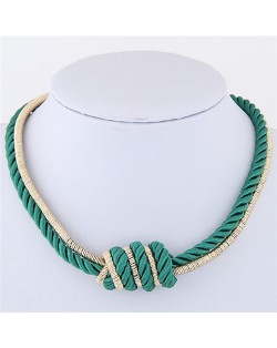 Weaving Rope and Alloy Combo Design Fashion Necklace - Green
