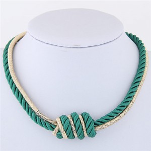 Weaving Rope and Alloy Combo Design Fashion Necklace - Green