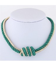 Weaving Rope and Alloy Combo Design Fashion Necklace - Green