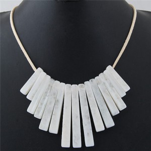 Acrylic Bars Combo Pendant Simple Rope Fashion Necklace - White