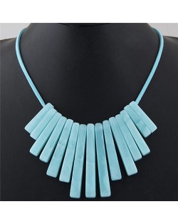 Acrylic Bars Combo Pendant Simple Rope Fashion Necklace - Blue