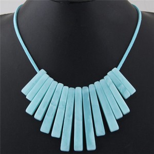 Acrylic Bars Combo Pendant Simple Rope Fashion Necklace - Blue