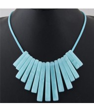 Acrylic Bars Combo Pendant Simple Rope Fashion Necklace - Blue
