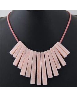 Acrylic Bars Combo Pendant Simple Rope Fashion Necklace - Pink