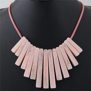 Acrylic Bars Combo Pendant Simple Rope Fashion Necklace - Pink
