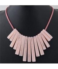 Acrylic Bars Combo Pendant Simple Rope Fashion Necklace - Pink