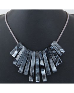 Acrylic Bars Combo Pendant Simple Rope Fashion Necklace - Black