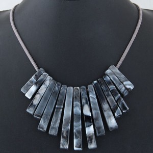 Acrylic Bars Combo Pendant Simple Rope Fashion Necklace - Black