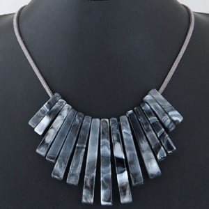 Acrylic Bars Combo Pendant Simple Rope Fashion Necklace - Black