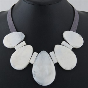 Candy Color Large Waterdrops Design Fashion Costume Necklace - White