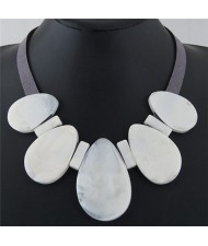 Candy Color Large Waterdrops Design Fashion Costume Necklace - White