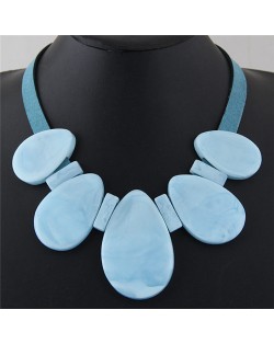 Candy Color Large Waterdrops Design Fashion Costume Necklace - Blue