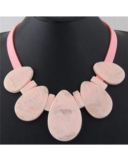 Candy Color Large Waterdrops Design Fashion Costume Necklace - Pink