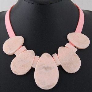 Candy Color Large Waterdrops Design Fashion Costume Necklace - Pink