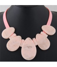 Candy Color Large Waterdrops Design Fashion Costume Necklace - Pink