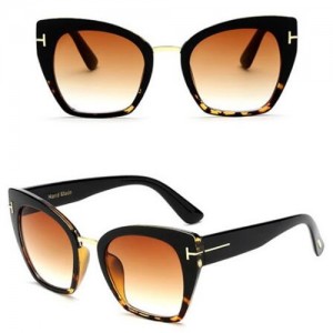 8 Colors Available Cat Eye Frame Leopard Prints Theme Star Fashion Sunglasses