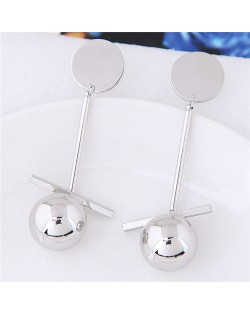 Sweet Shining Alloy Ball Design Fashion Stud Earrings - Silver