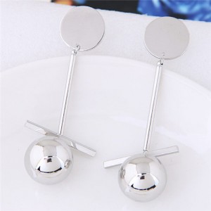 Sweet Shining Alloy Ball Design Fashion Stud Earrings - Silver