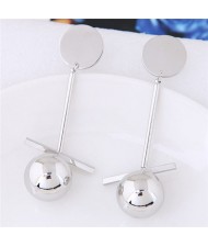 Sweet Shining Alloy Ball Design Fashion Stud Earrings - Silver